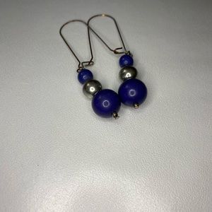Cobalt and Silver Beaded Earrings